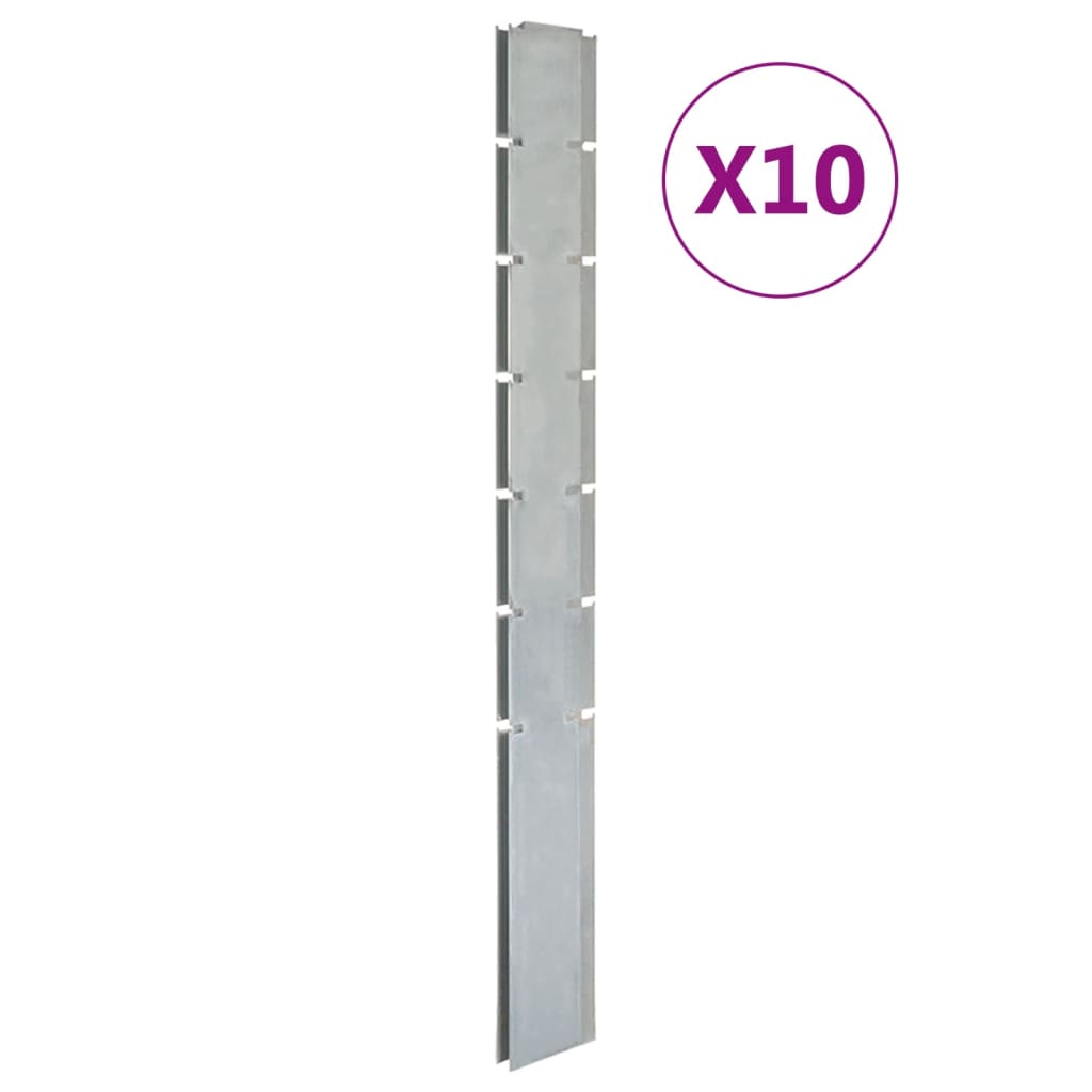 Vidaxl Fence Posts 10 St 180 cm ocynkowana stalowa srebrna kolorowa