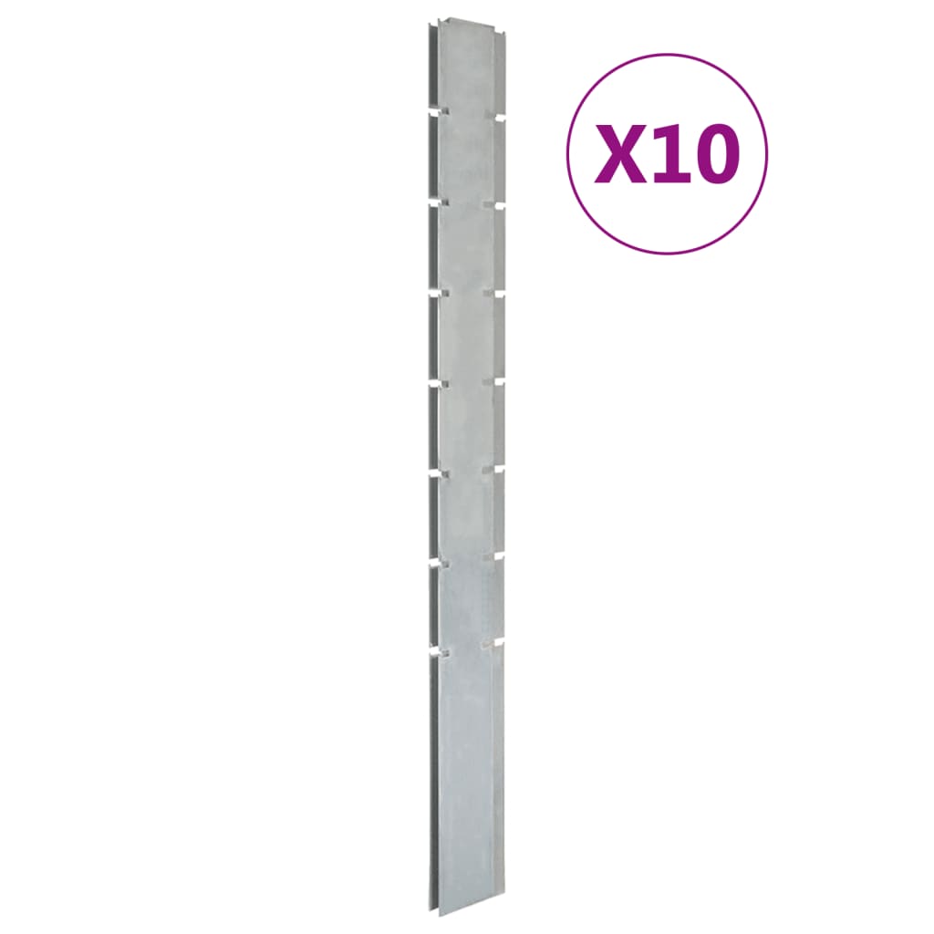 Vidaxl hegn stolper 10 st 200 cm galvaniseret stål sølvfarvet