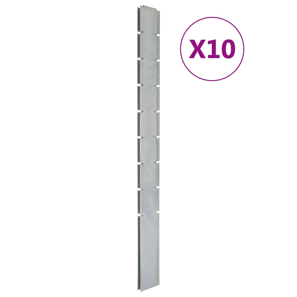 Vidaxl staketstolpar 10 st 220 cm galvaniserat stål silverfärgat