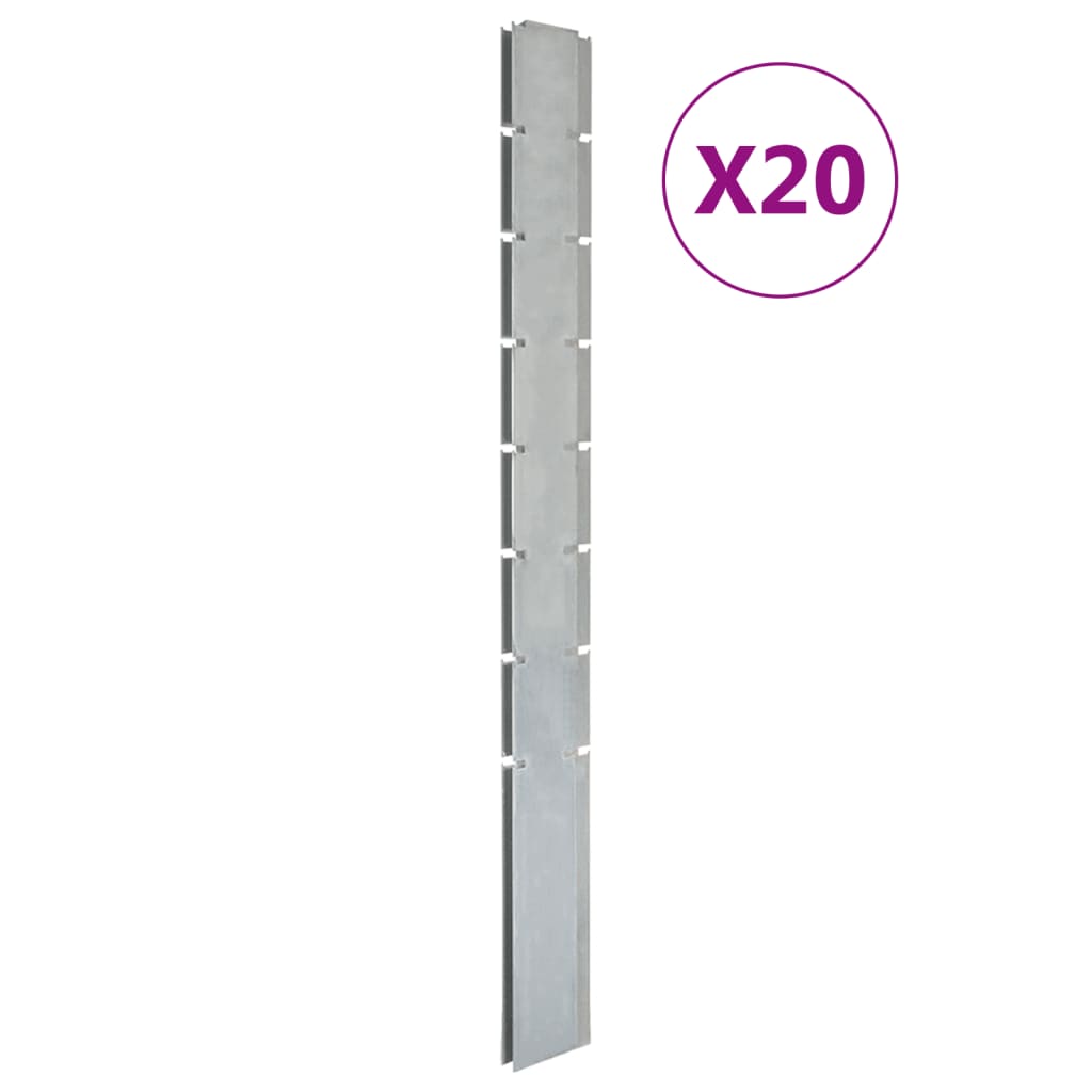 Vidaxl Fence Posts 20 St 200 cm galvanizované ocelové stříbrné barvy