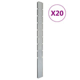 Vidaxl hegn poster 20 st 220 cm galvaniseret stål sølvfarvet