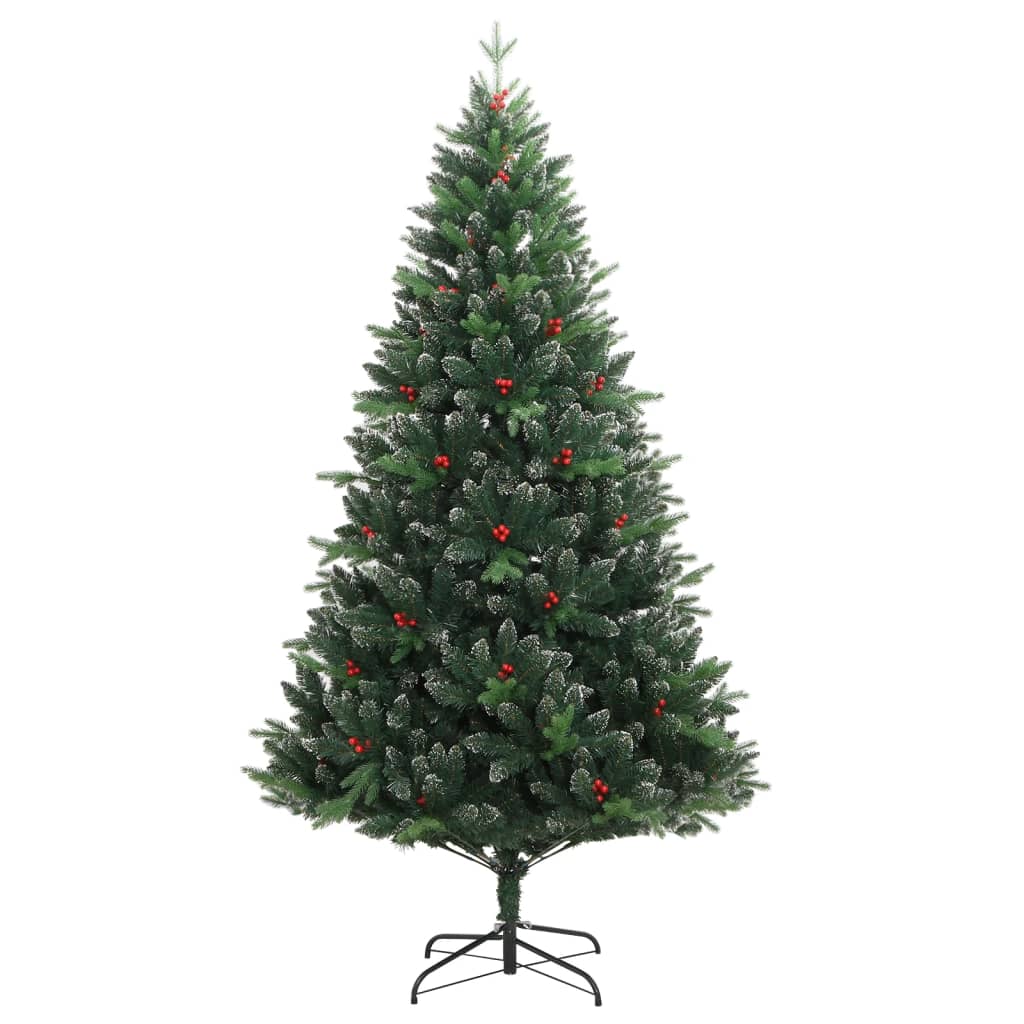 Vidaxl Kunstkerstboom con bisagras y bayas rojas 210 cm