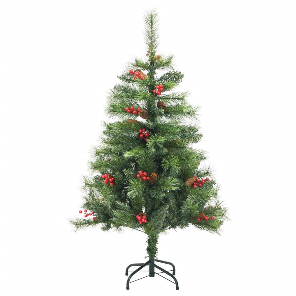 Vidaxl Kunstkerstboom con conos de pino y bayas de bisagras de 150 cm