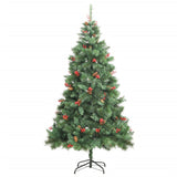 Vidaxl Kunstkerstboom con conos de pino y bayas de bisagras 210 cm