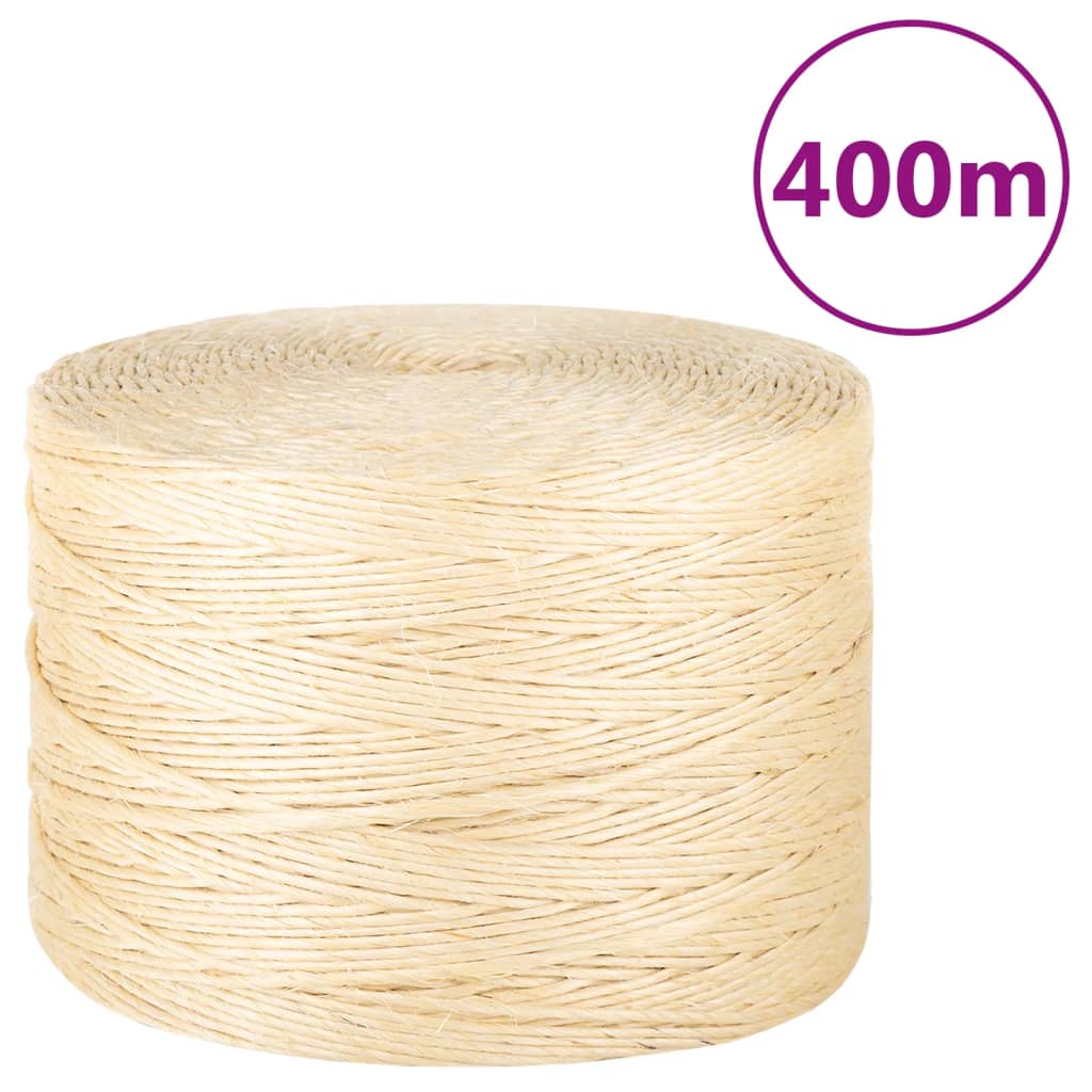 Vidaxl reb 3 mm 400 m 100% sisal