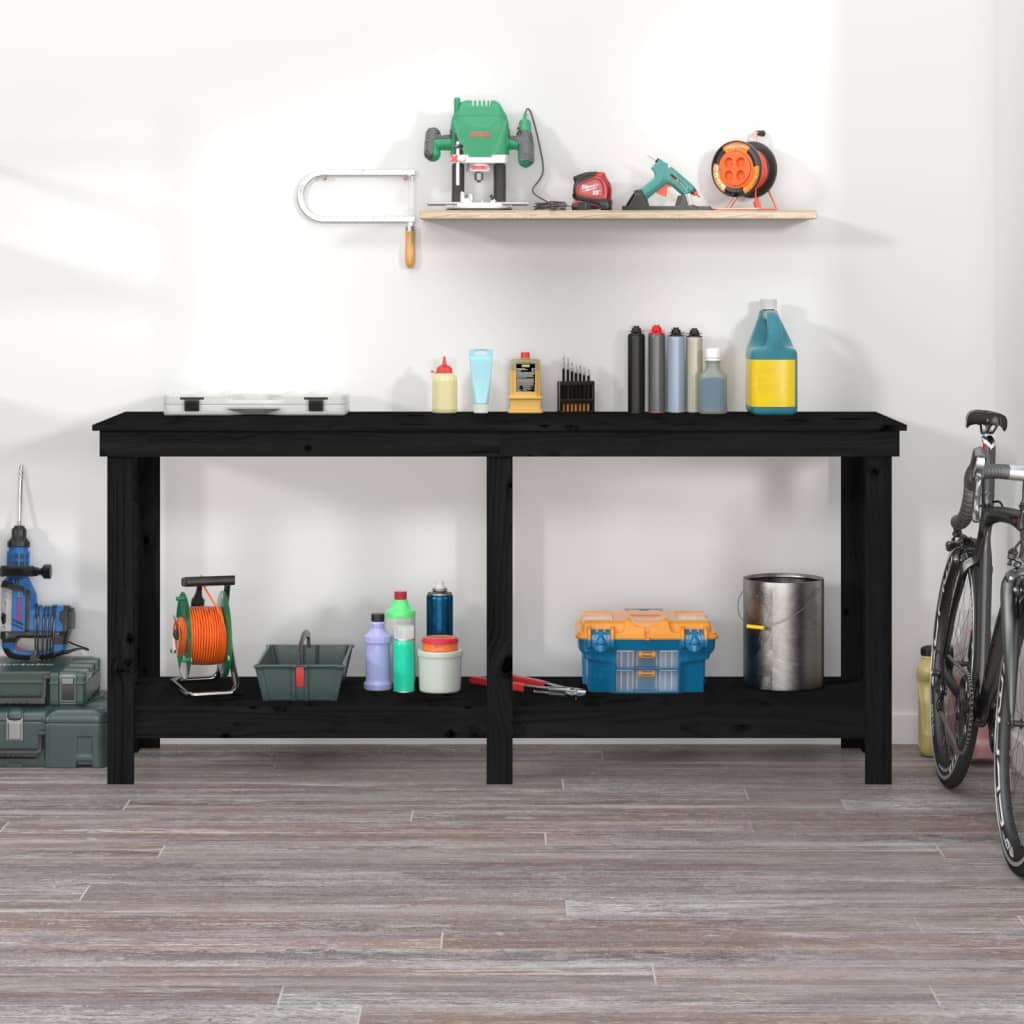 Vidaxl Workbench 180x50x80 cm Solid pine black