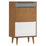 Armoire à chaussures vidaxl moude 59.5x35x103 cm en pin massif brun