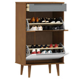 Vidaxl Shoe Cabinet Molde 59.5x35x103 cm Solid Pine Pine Brown