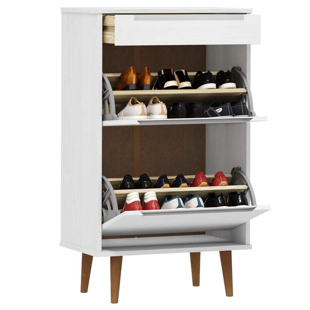 Vidaxl Shoe Cabinet Molde 59.5x35x103 cm Solid Pine