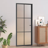 Vidaxl Puerta interior 83x201.5 cm de vidrio mate y negro de aluminio