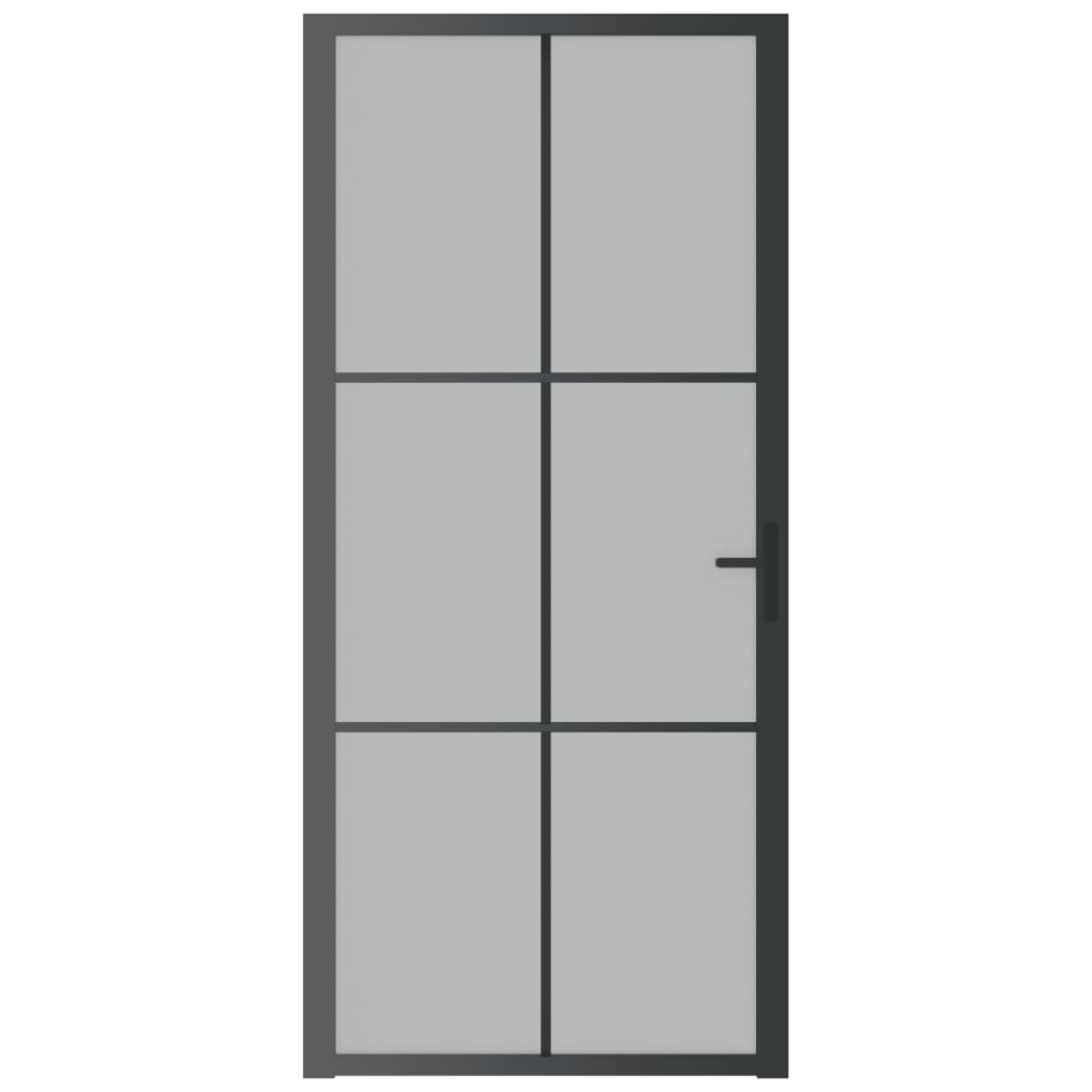 Vidaxl Inner Door 93x201.5 cm de vidrio mate y negro de aluminio