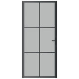 Vidaxl Inner Door 93x201.5 cm de vidrio mate y negro de aluminio