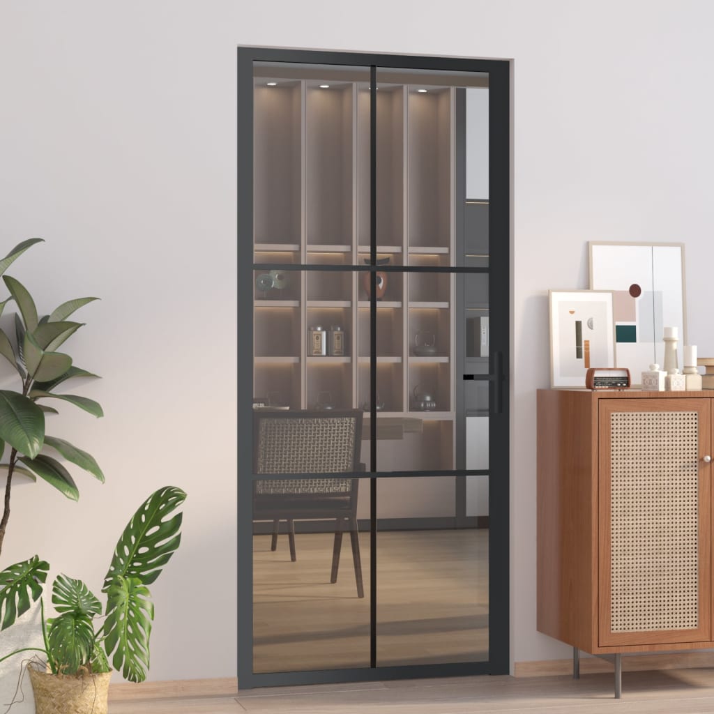 Vidaxl Porta interna 93x201,5 cm ESG Glass e nero in alluminio