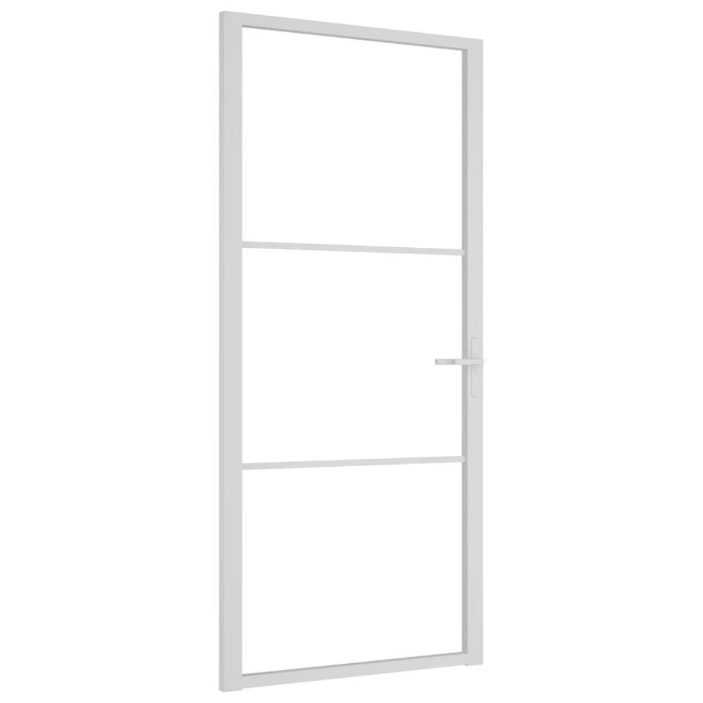 Vidaxl Porte intérieure 93x201.5 cm Verre ESG et aluminium blanc