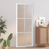 Vidaxl Porta interna 83x201,5 cm vetro Matt e bianco in alluminio