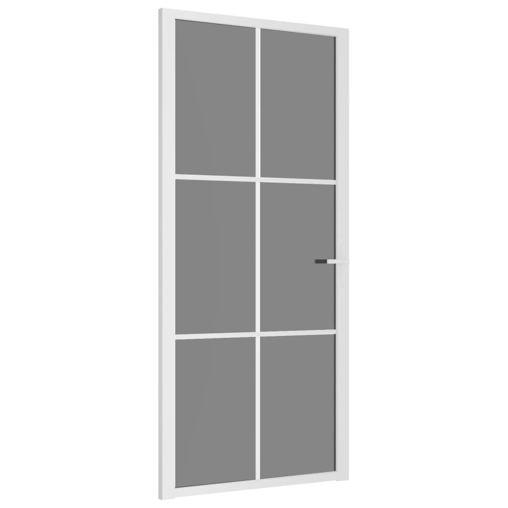 Vidaxl Porte intérieure 93x201.5 cm Verre ESG et aluminium blanc