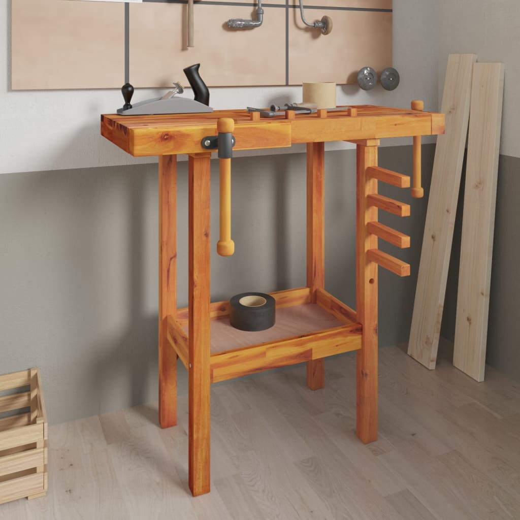 Vidaxl Workbench s bankovními šrouby 92x48x83 cm solidní acaciahout