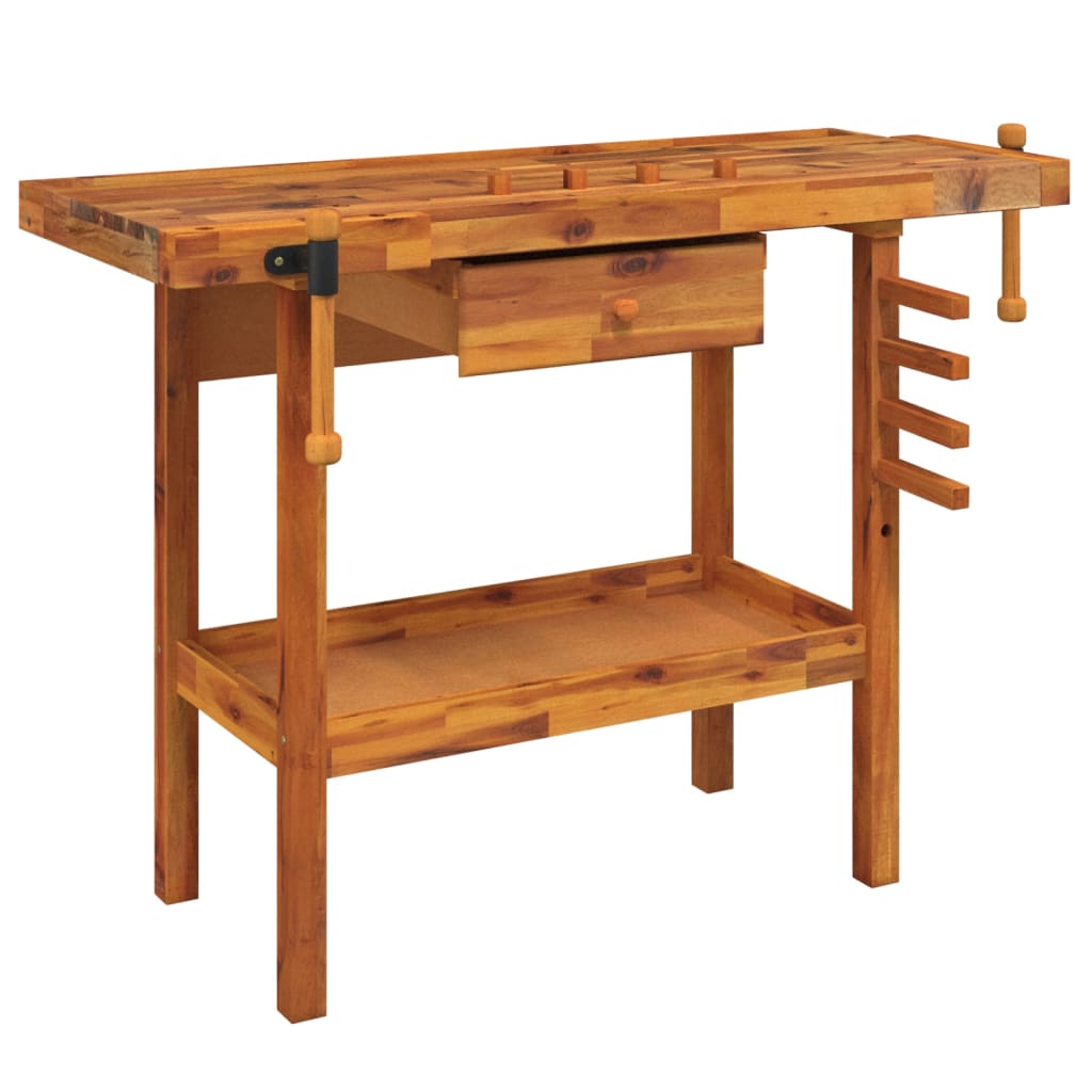 Vidaxl Workbench avec tiroir et vis de banque 124x52x83 cm Acaciahout