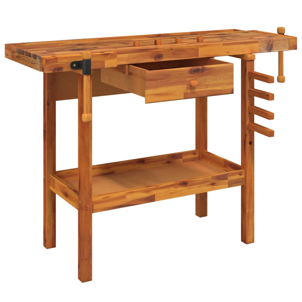 Vidaxl Workbench avec tiroir et vis de banque 124x52x83 cm Acaciahout