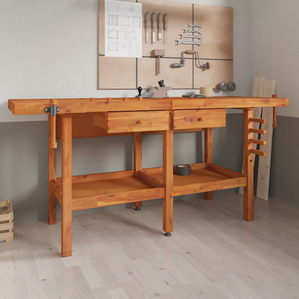 Vidaxl Workbench med lådor och bankskruvar 192x62x83 cm Acaciahout