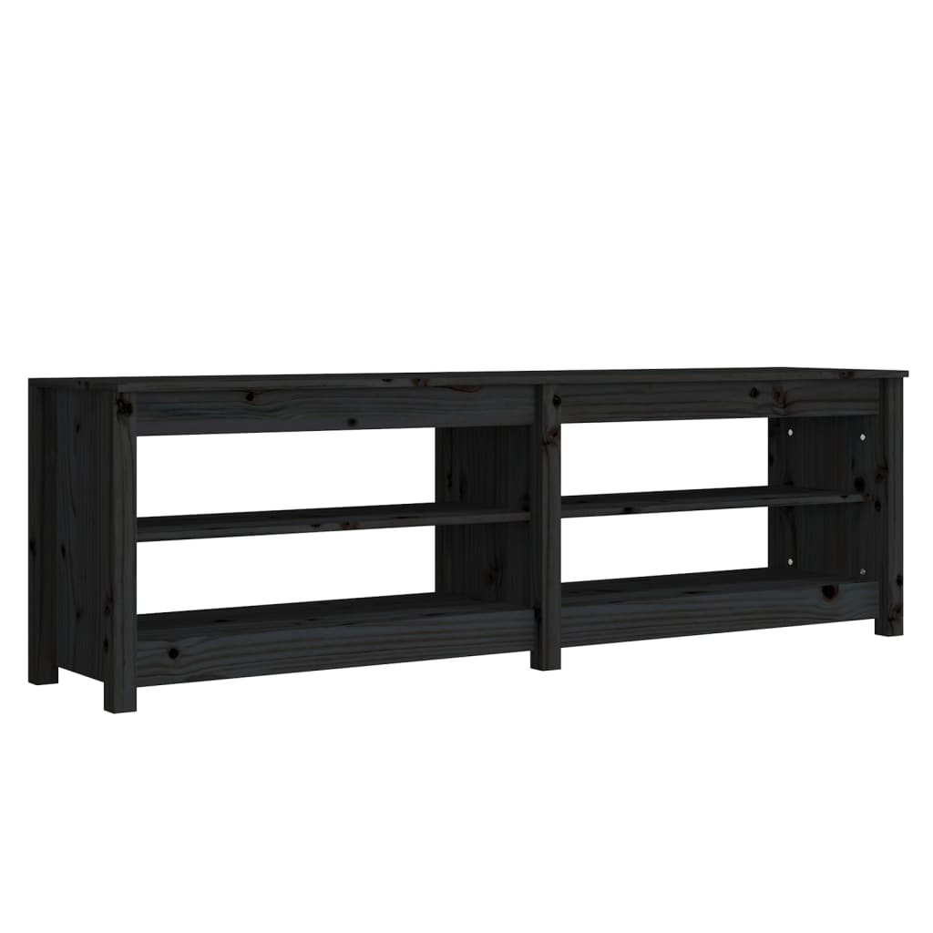 Canapé de chaussure Vidaxl 160x36.5x50 cm Pine solide noir