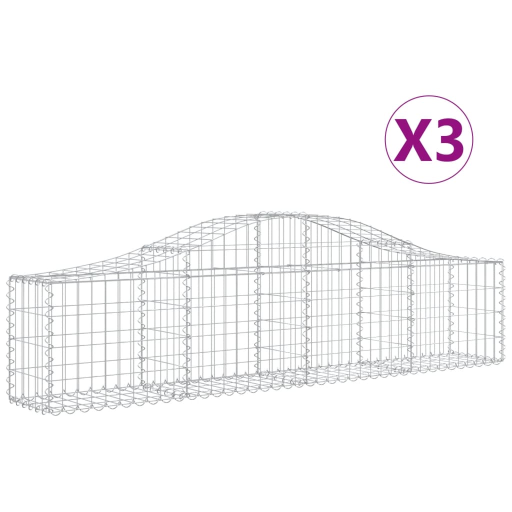 Vidaxl Schans kurve 3 st hvælvede 200x30x40 60 cm galvaniseret jern