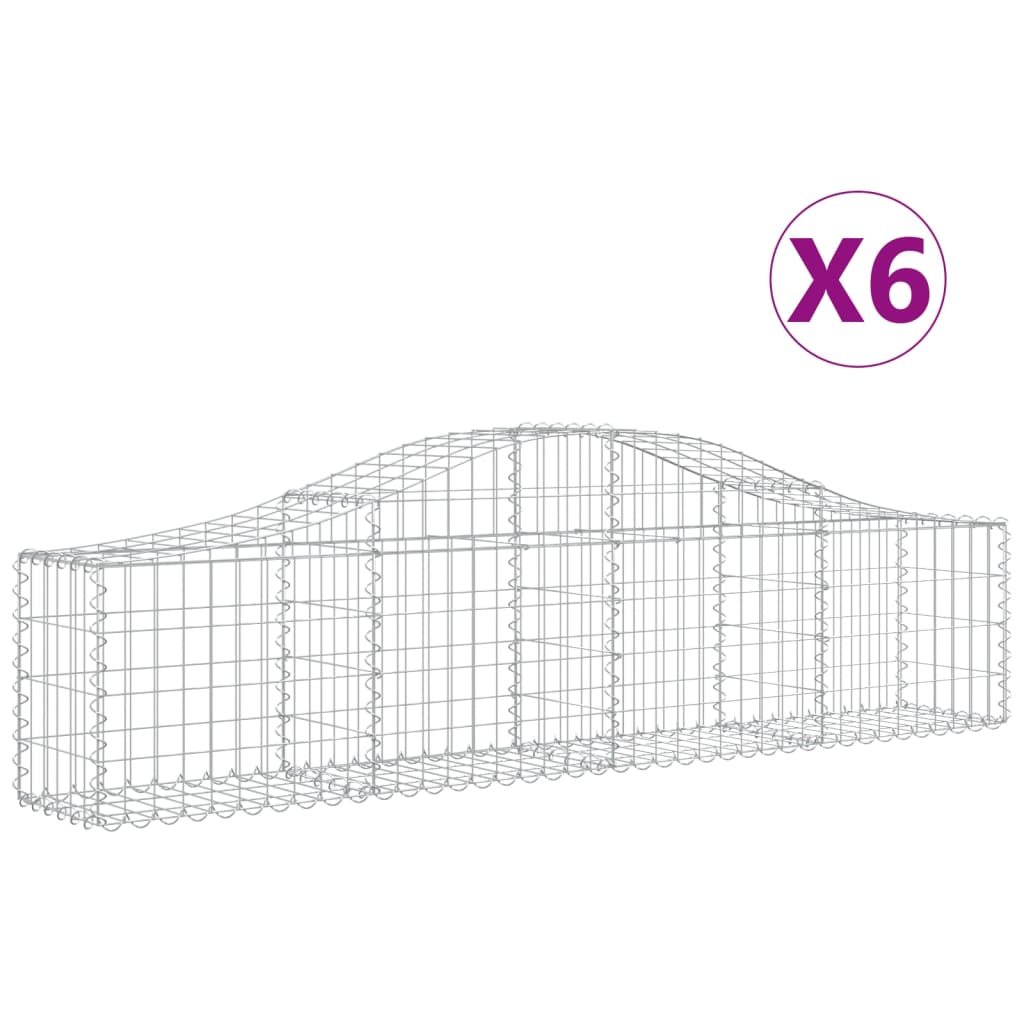 VidaXL Schans baskets 6 st vaulted 200x30x40 60 cm galvanized iron