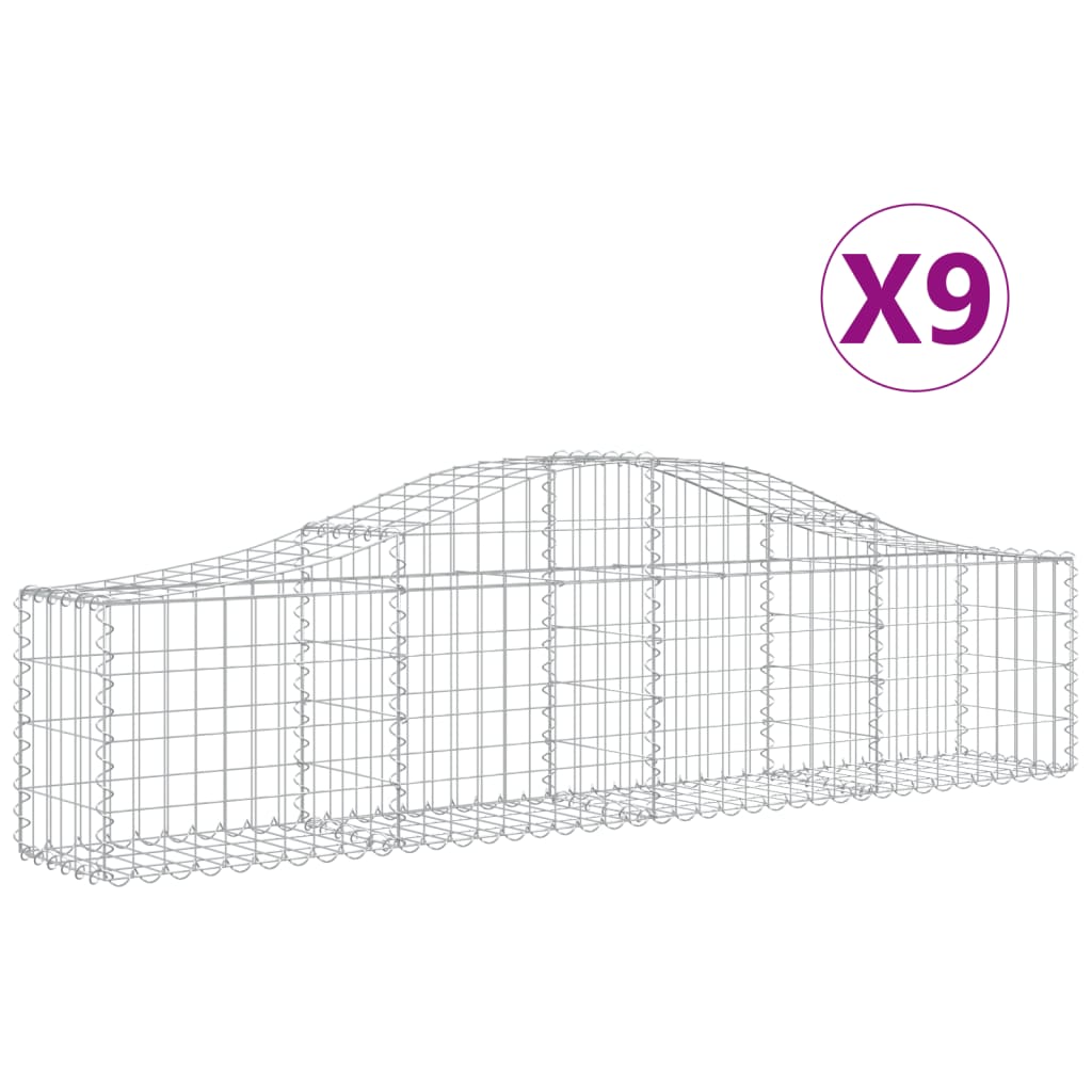 Vidaxl Schans kurve 9 st hvælvede 200x30x40 60 cm galvaniseret jern