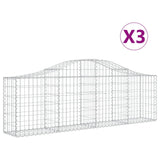 Vidaxl Schans kurve 3 st hvælvede 200x30x60 80 cm galvaniseret jern