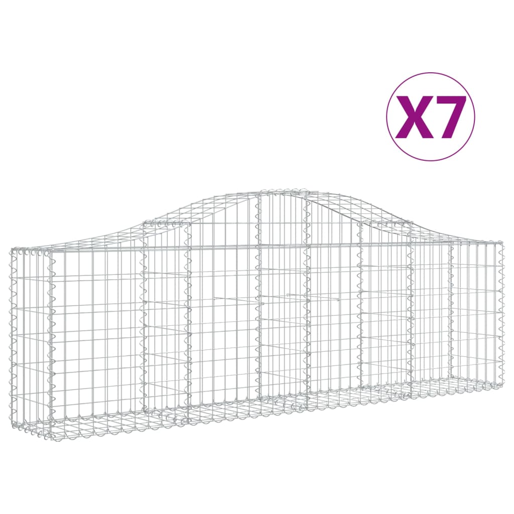 VidaXL Schans baskets 7 st vaulted 200x30x60 80 cm galvanized iron