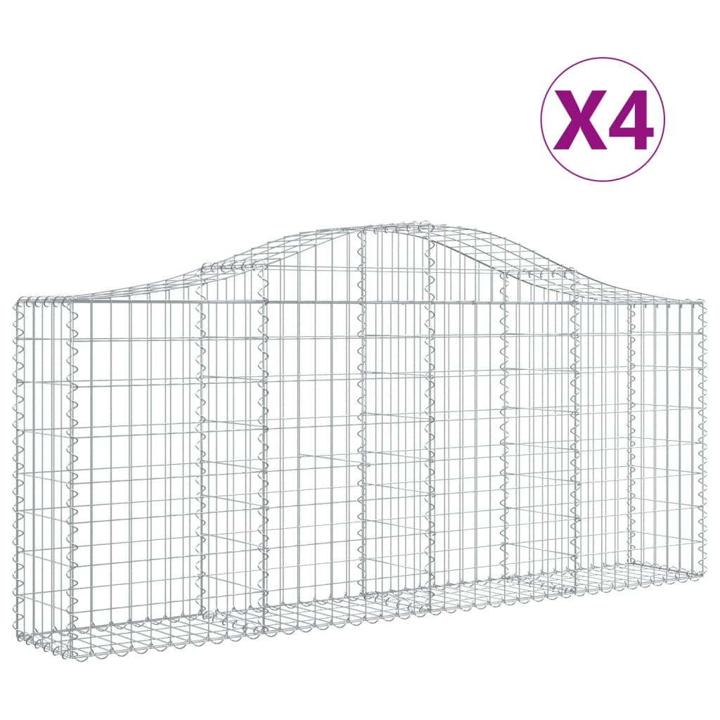 Vidaxl Schans kurver 4 St Vaulted 200x30x80 100 cm galvanisert jern