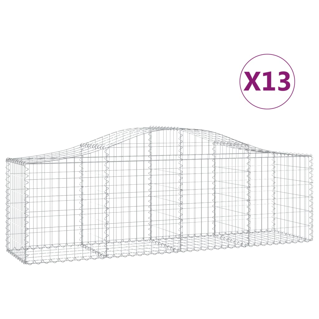 VidaXL Schans baskets 13 st vaulted 200x50x60 80 cm galvanized iron