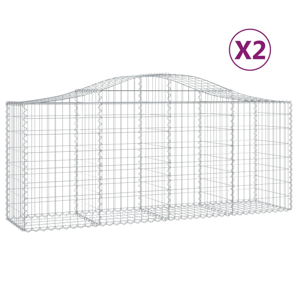 VidaXL Schans baskets 2 st vaulted 200x50x80 100 cm galvanized iron