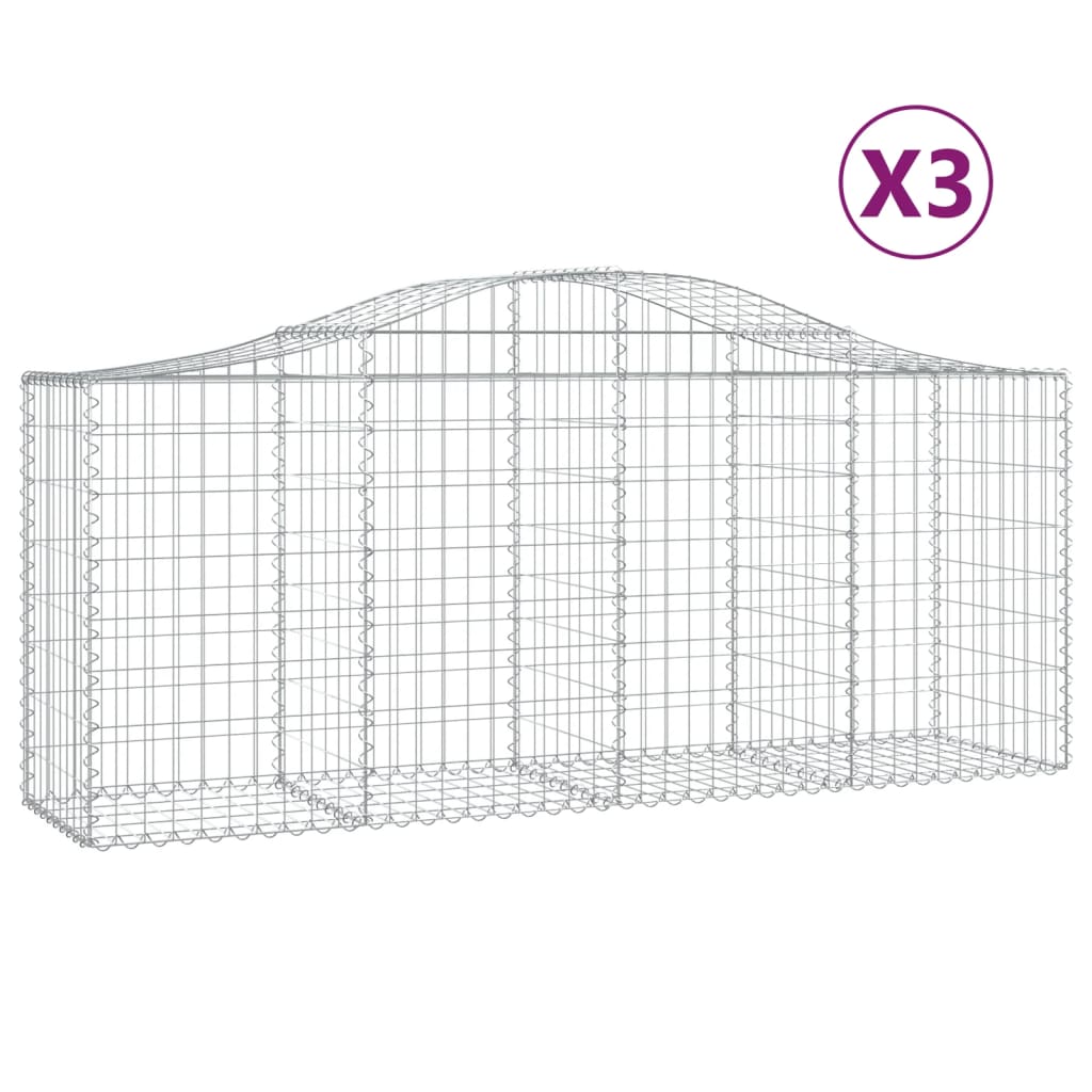 Cestas Vidaxl Schans 3 st 200x50x80 100 cm de hierro galvanizado