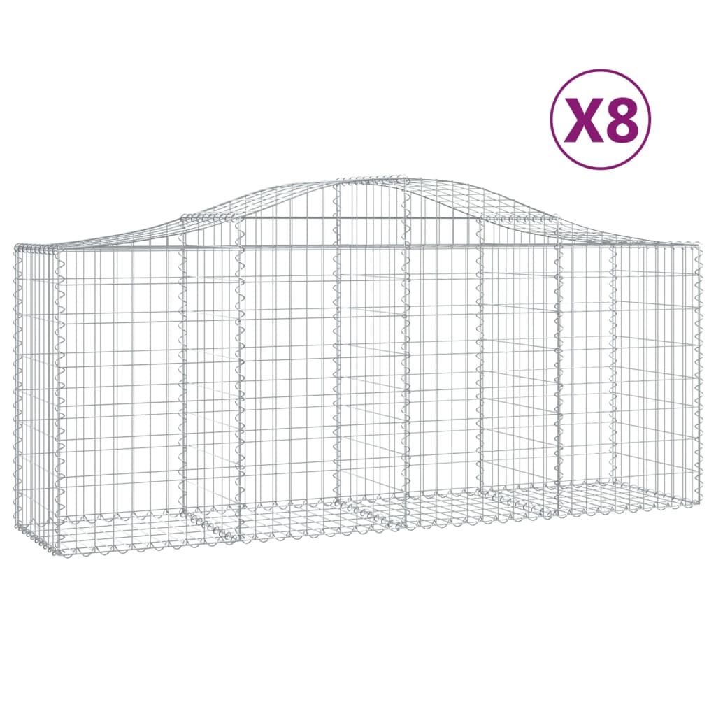 Vidaxl Schlover Kuerf 8 St Vauxted 200x50x80 100 cm Galvaniséiert Eisen