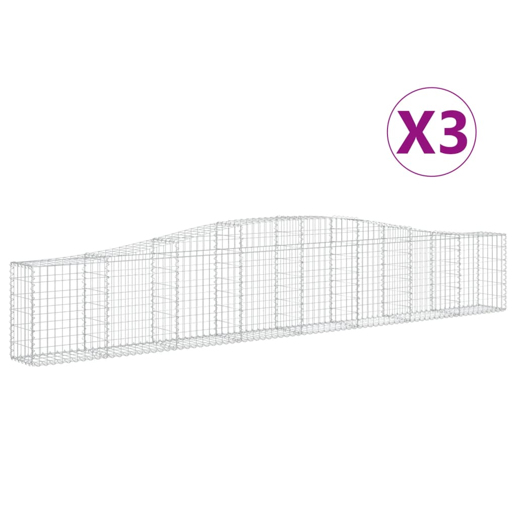 VidaXL Schans baskets 3 st vaulted 400x30x60 80 cm iron