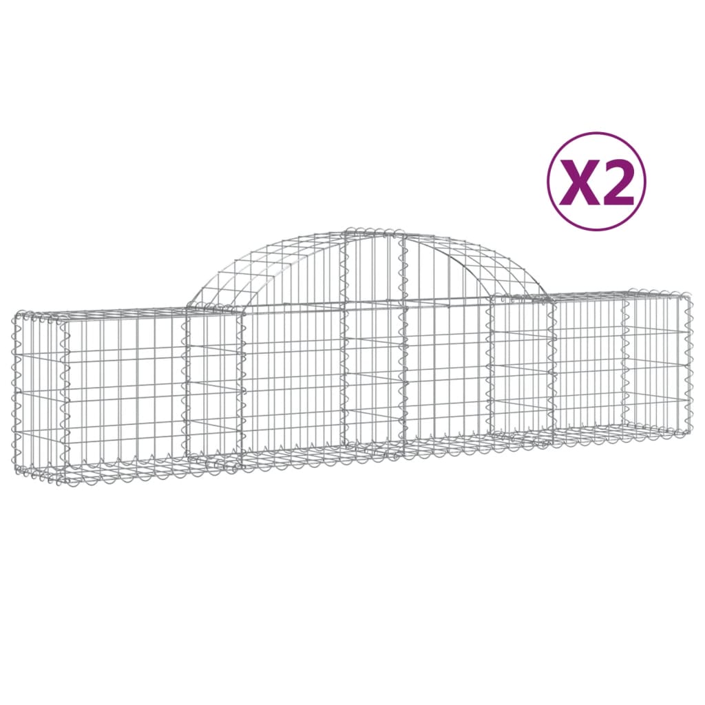 VidaXL Schans baskets 2 st vaulted 200x30x40 60 cm galvanized iron