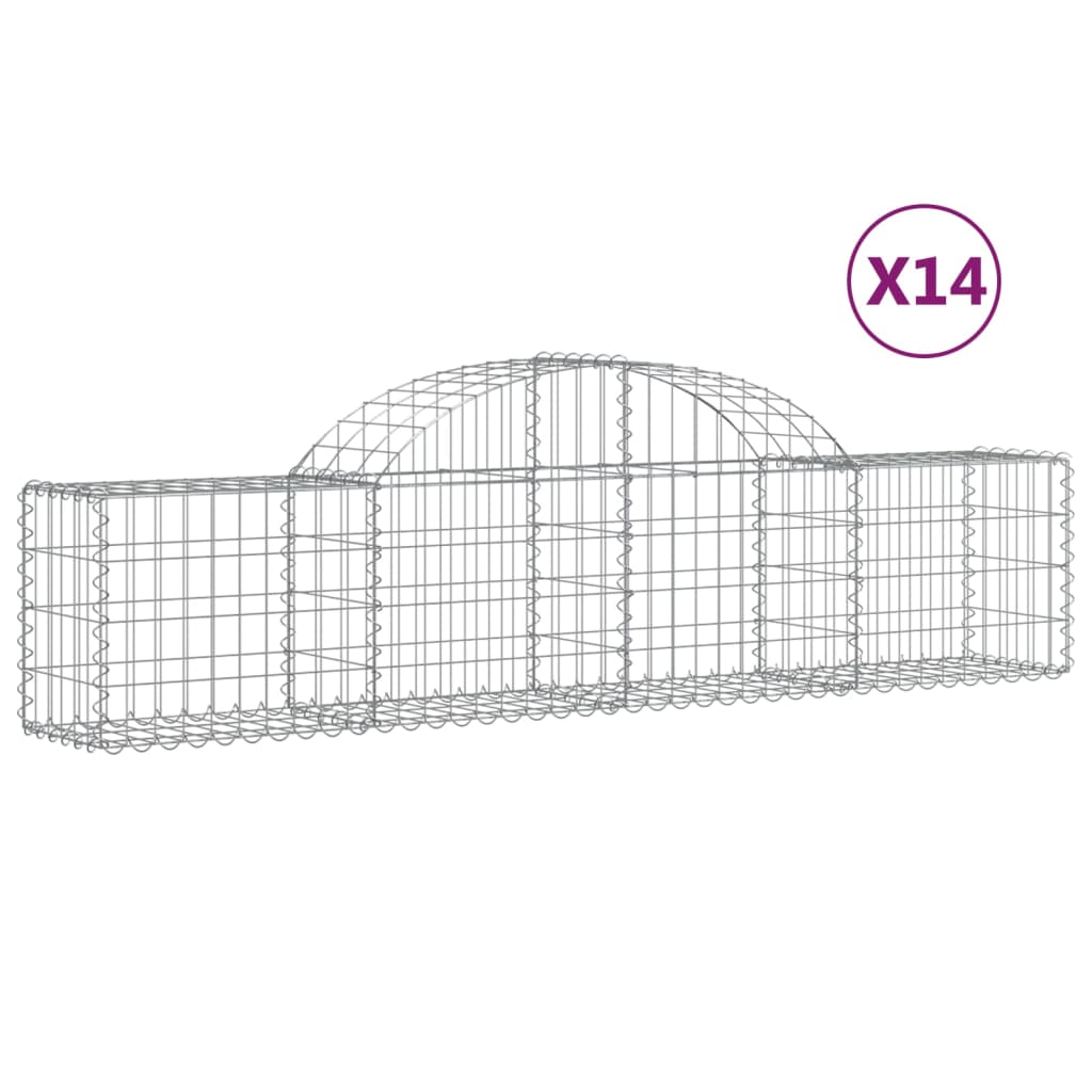 Vidaxl Schans kurver 14 St Vaulted 200x30x40 60 cm galvanisert jern