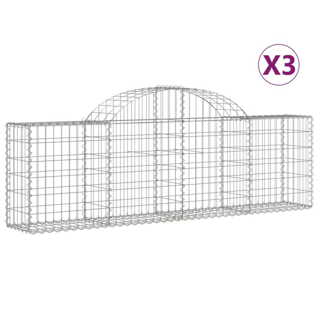 Vidaxl Schans Cestini 3 Stault 200x30x60 80 cm Galvanizzato