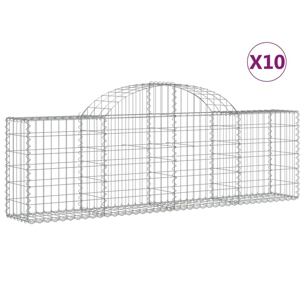 Vidaxl Schans baskets 10 st vaulted 200x30x60 80 cm galvanized iron