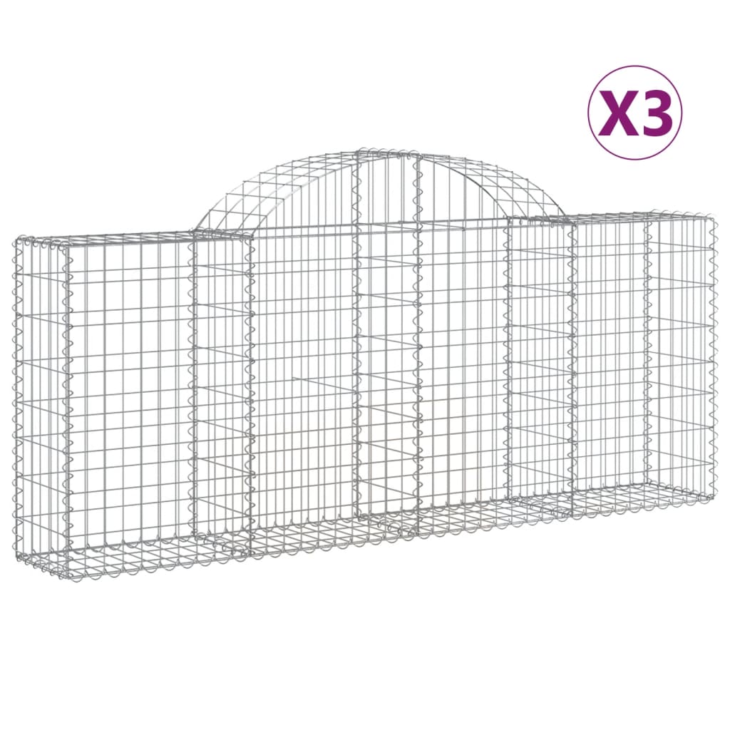 Vidaxl Schans kurver 3 st Vaulted 200x30x80 100 cm galvanisert jern