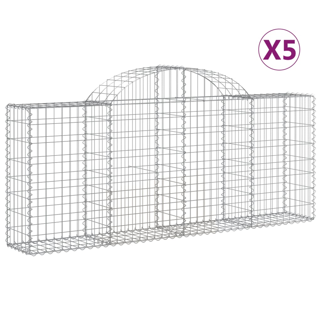 VidaXL Schans baskets 5 st vaulted 200x30x80 100 cm galvanized iron