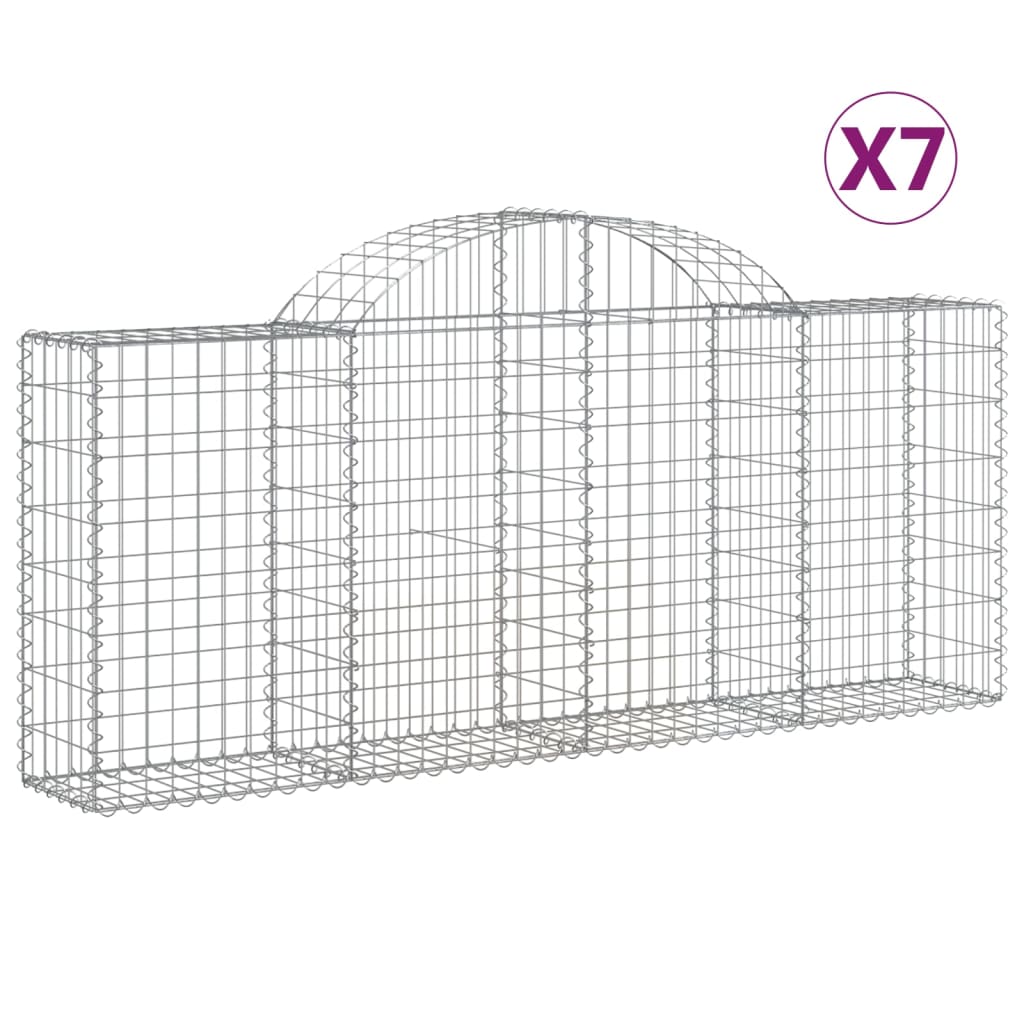 VidaXL Schans baskets 7 st vaulted 200x30x80 100 cm galvanized iron