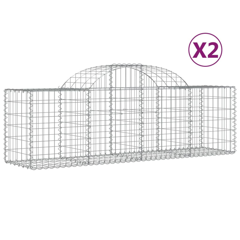 VidaXL Schans baskets 2 st vaulted 200x50x60 80 cm galvanized iron