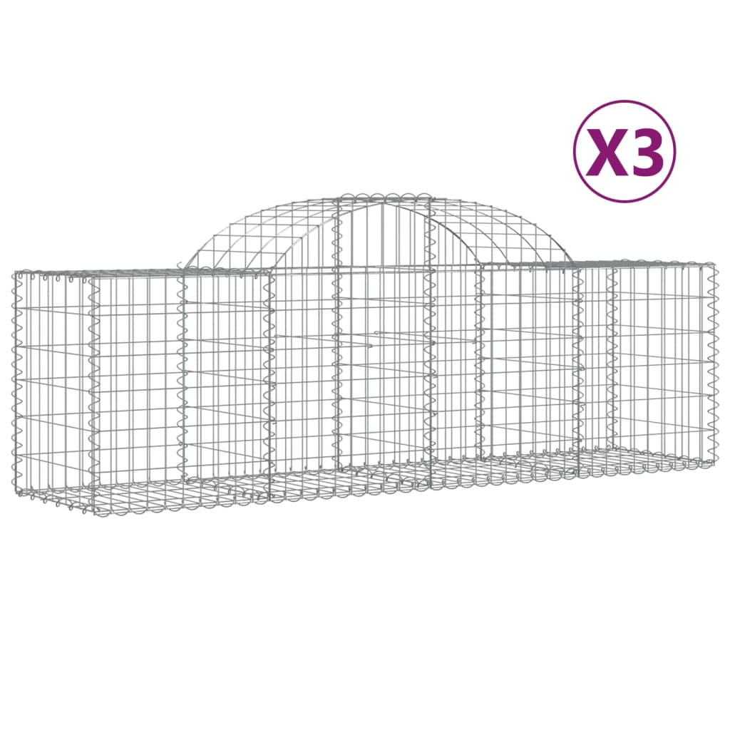 Vidaxl Schans Cesti 3 a volta 200x50x60 80 cm Galvanizzato