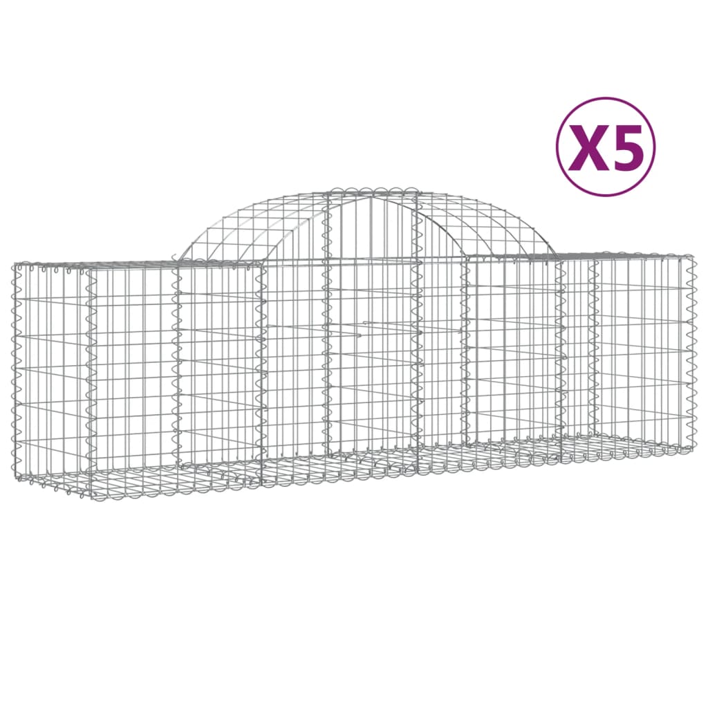 Vidaxl Schans kurver 5 st Vaulted 200x50x60 80 cm galvanisert jern