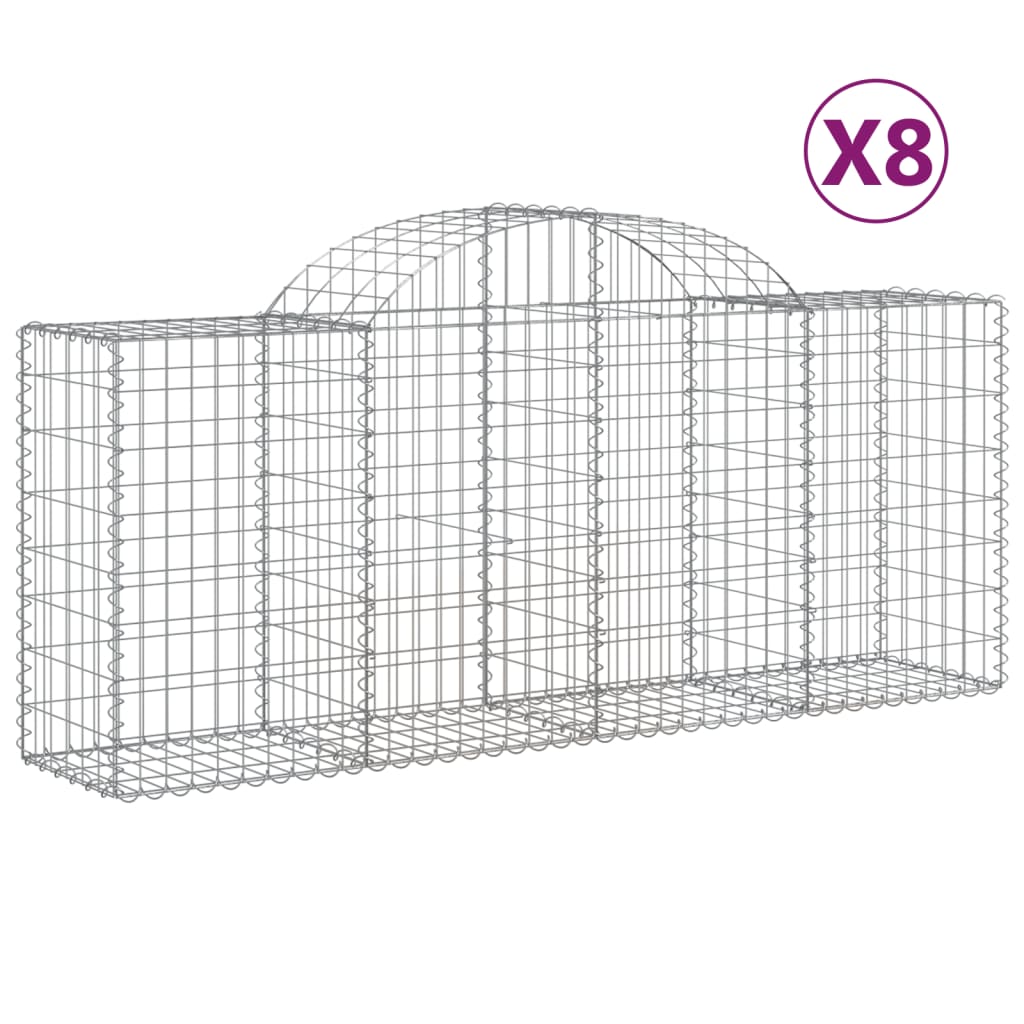 Vidaxl Schans kurve 8 st hvælvede 200x50x80 100 cm galvaniseret jern