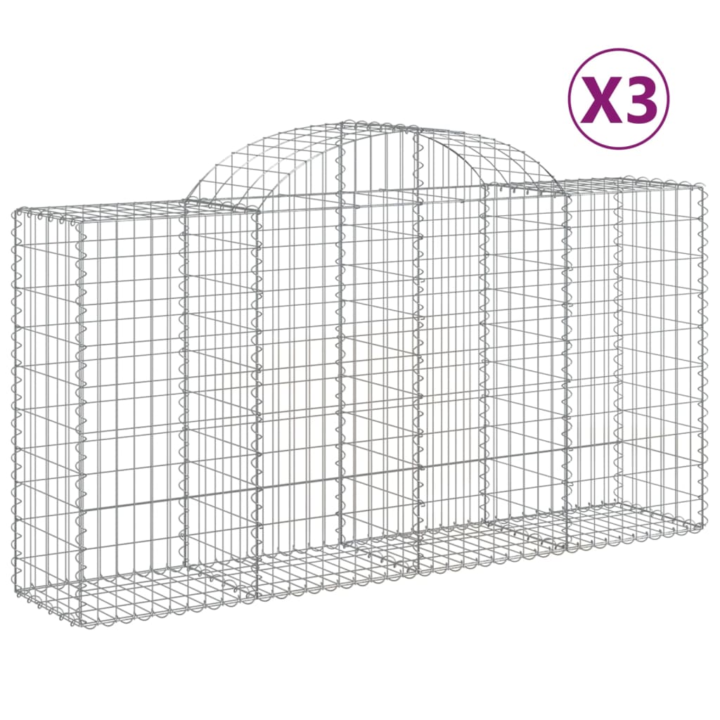 VidaXL Schans baskets 3 ST vaulted 200x50x100 120 cm iron