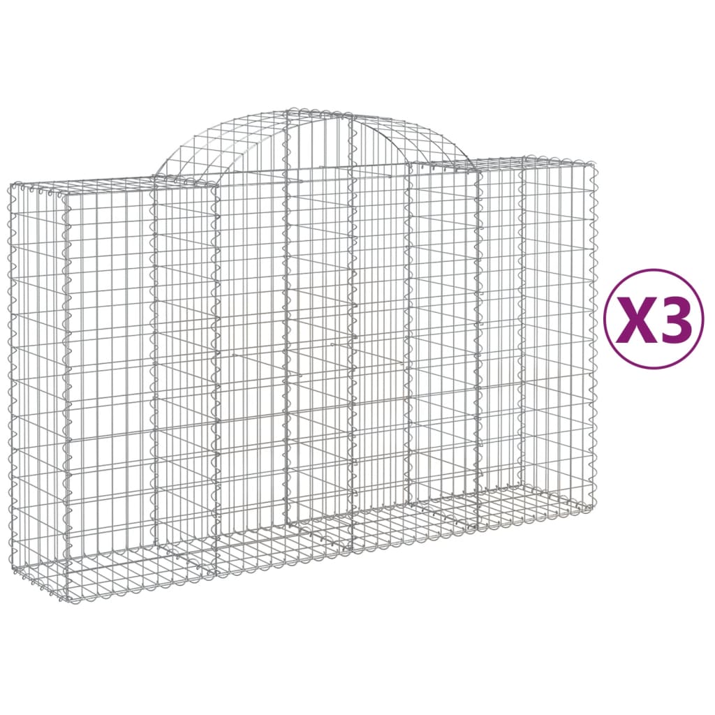 VidaXL Schans baskets 3 ST vaulted 200x50x120 140 cm iron