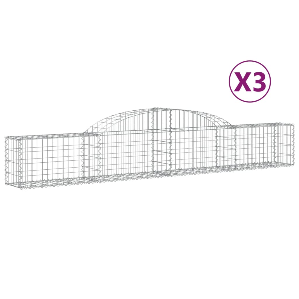 Vidaxl Schans kurve 3 st hvælvede 300x30x40 60 cm galvaniseret jern